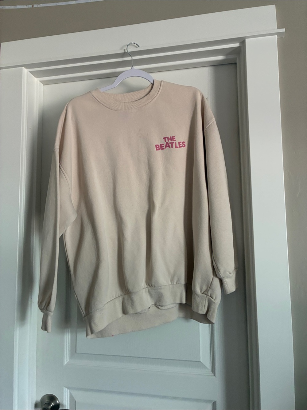 The Beatles Cream Crewneck Sweatshirt with Pink Logo